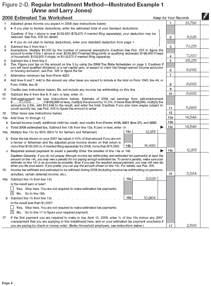 Figure 2-D. Illustrated Example 1--Regular Installment Method (Anne and Larry Jones)