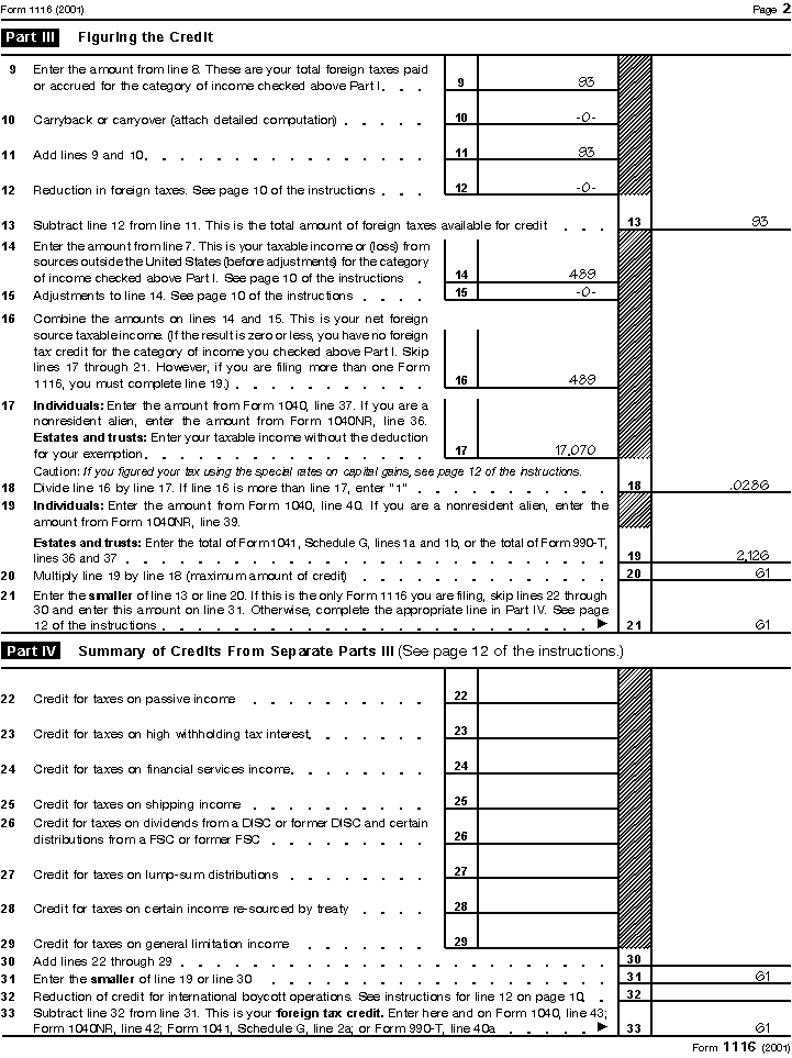 Form 1116, page 2 for Betsy Wilson 