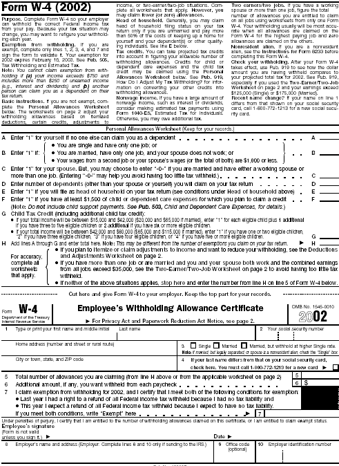 Blank Form W&ndash;4 page 1Form:Form: W&ndash;4