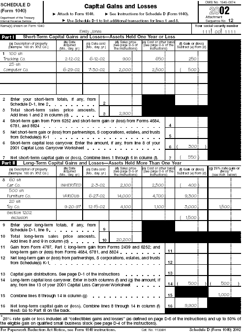 Schedule (Form 1040): D, page 1