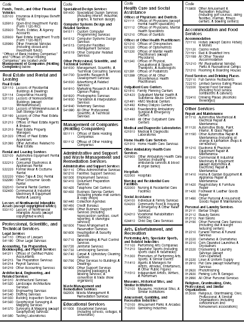 Page 3 of Codes for Principal Business Activity and Principal Product or Service