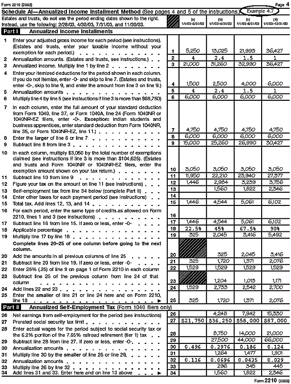 Form 2210, page 3 (Example 4.7)Form: 2210 Filled-in examples