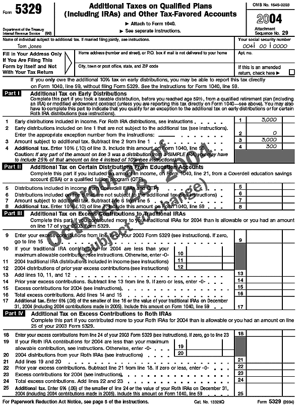 Form 5329, page 1 Tom Jones