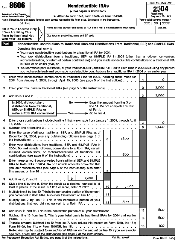  Form 8606 - Bill King $100