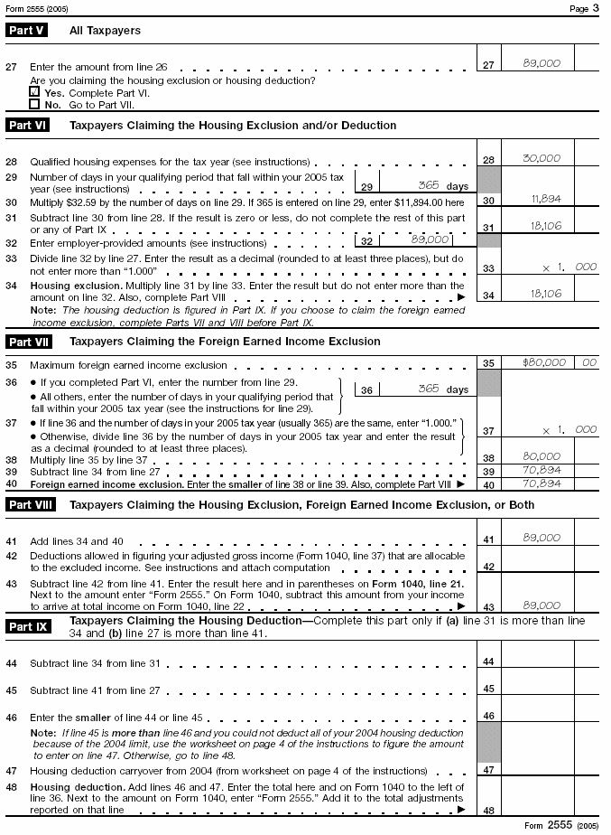 Form 2555, page 3 for James Adams