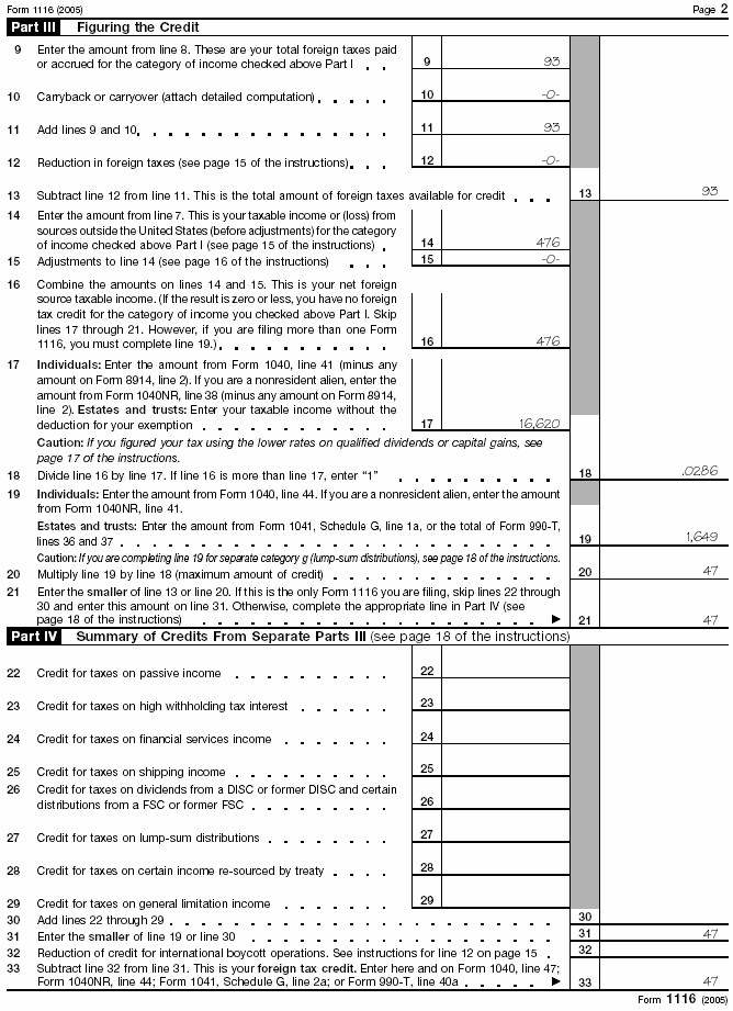 Form 1116, page 2 for Betsy Wilson 