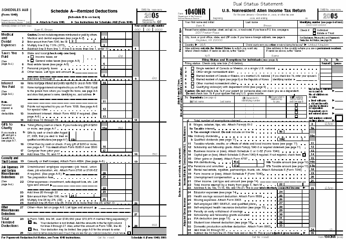 Sch A (form 1040) & Form 1040NR pg1
