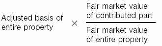 Adjusted basis of entire property x fair market value of contributed part &divide; fair market value of entire property