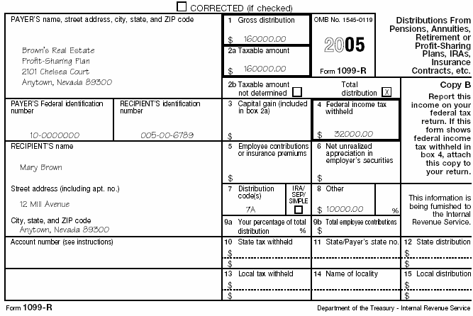 Illustrated Form 1099-R for Mary Brown