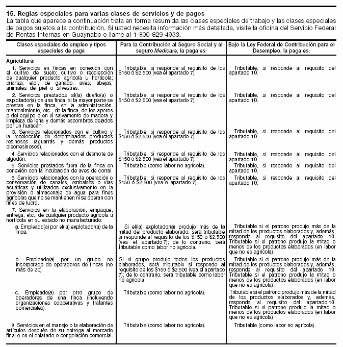 15. Reglas especiales para varias clases de servicios y de pagos - p&aacute;gina 14